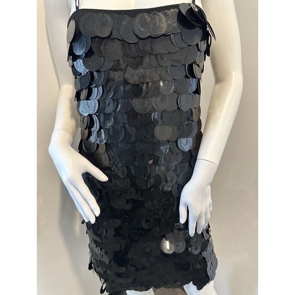 Poleci Black Sequin Mini Dress Multi-Strap Womens Sleeveless Size 4 - Picture 6 of 13